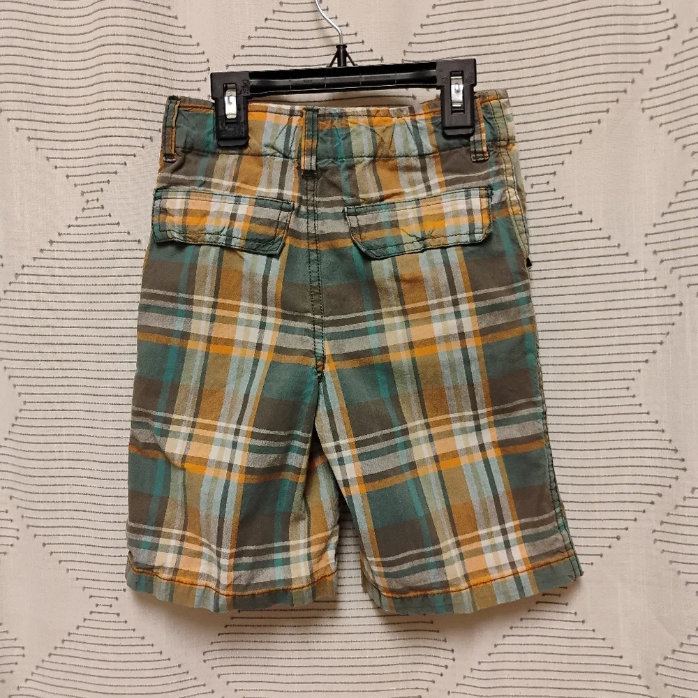 Gymboree Plaid Boys Shorts in Green and Orange Size 6